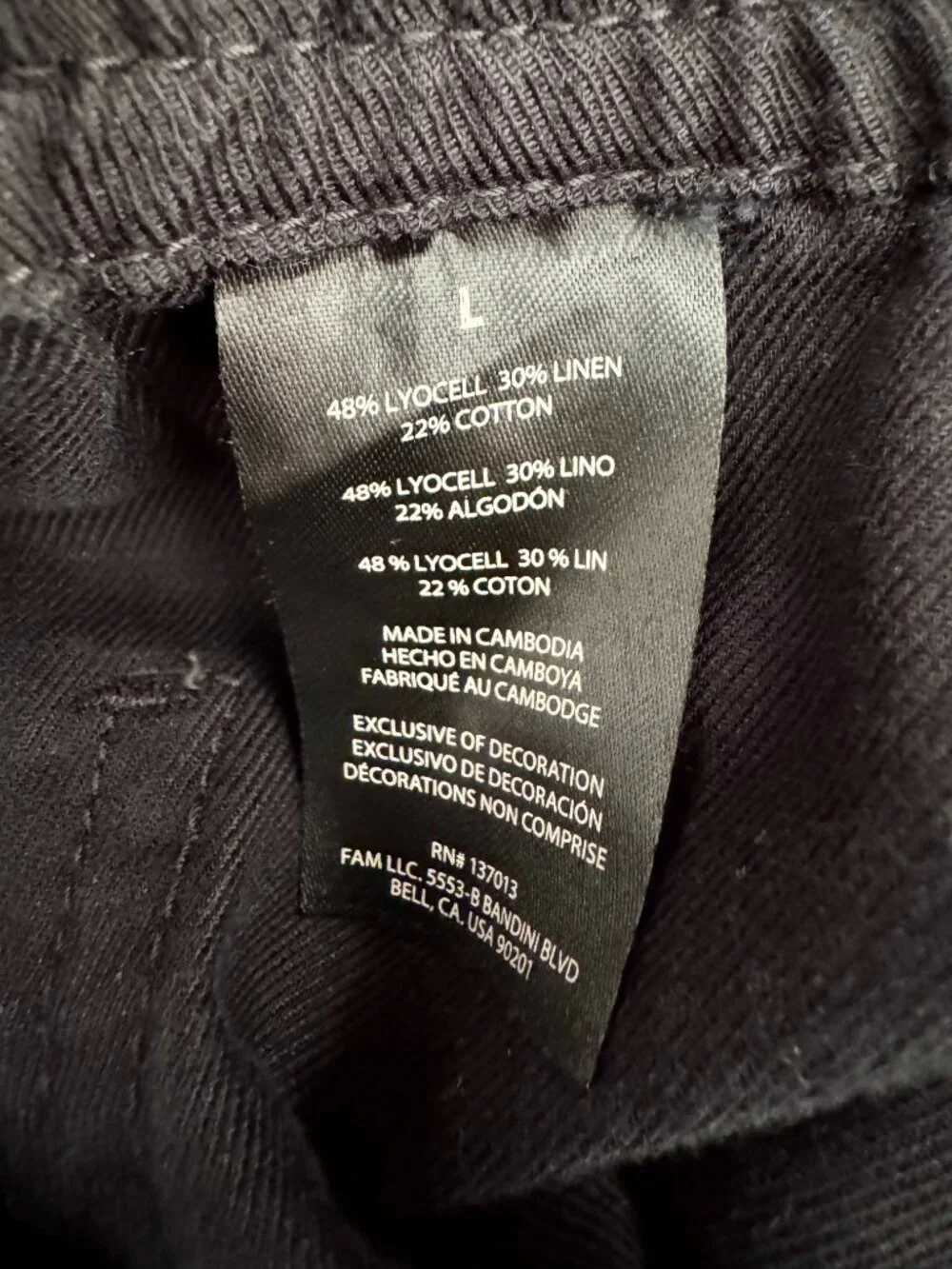 Banana Republic Linen Blend Black Crop Pants Women's Large